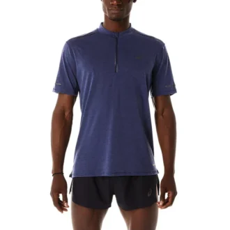 Metarun T-shirt met halve rits “Indigo Blue”