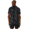 Suminagashi-motief print top met korte mouwen “Black”
