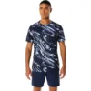 Suminagashi-motiefprint T-shirt met korte mouwen “Midnight”