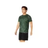 Top met korte mouwen en Suminagashi-motief “Serpentine Green”